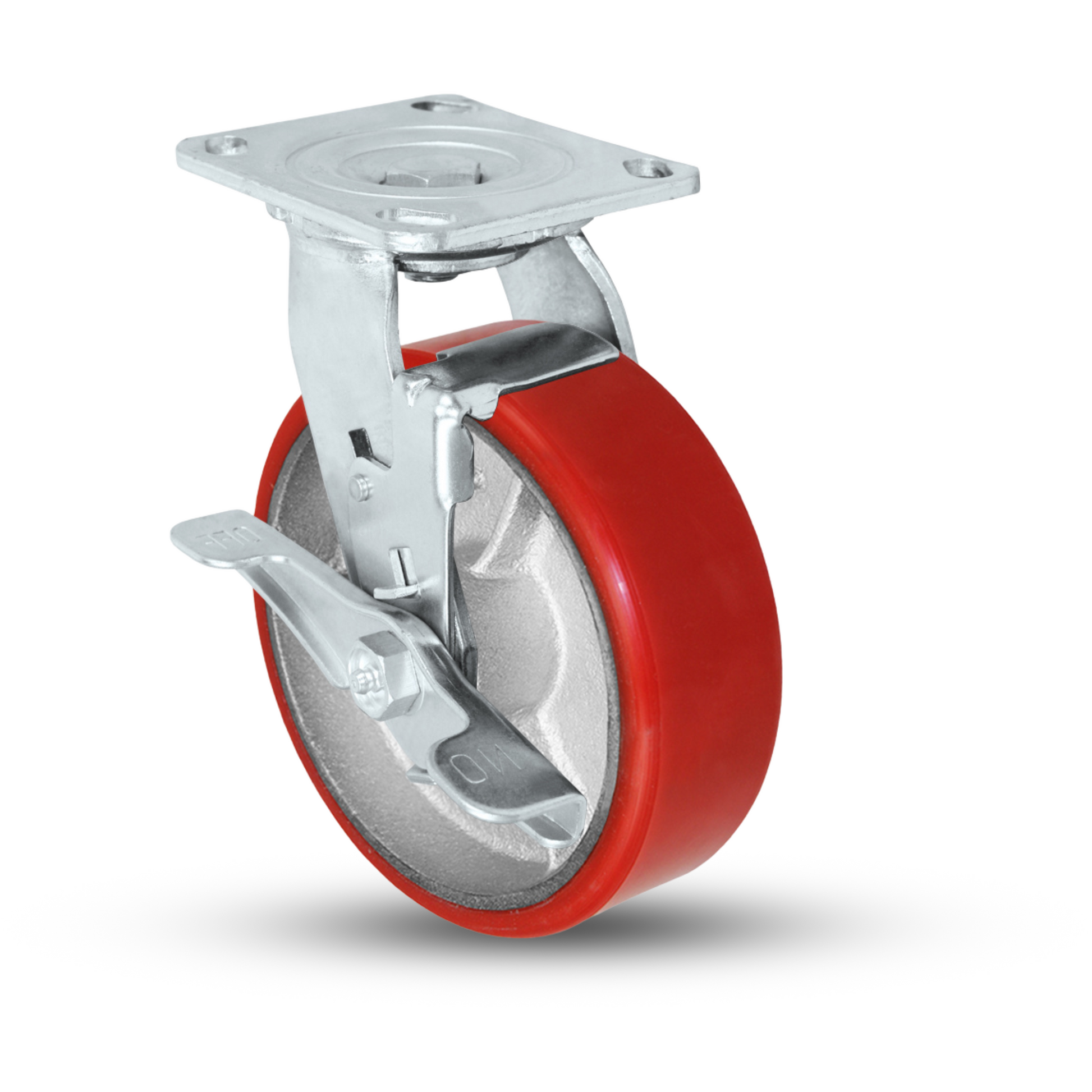 6x2 Red Polyurethane Heavy-Duty Caster Wheels - 1200 lbs Load Capacity ...